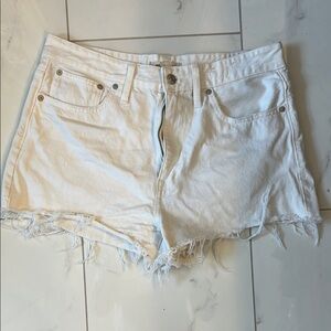 Madewell White Jean Shorts Frayed Hem